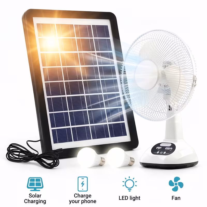 CE-931 VENTILADOR RECARGABLE CON PANEL SOLAR 12" - Image 2